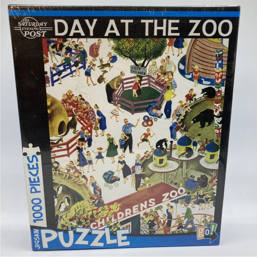 Day at the Zoo 1000 Piece jigsaw puzzle Saturday evening post Like NEW Must have